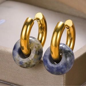 Stone Buckle hoop earrings